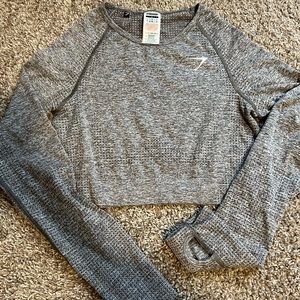 Gray Cropped Gymshark long sleeve top